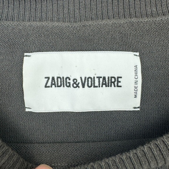 ZADIG & VOLTAIRE Sweater Mens Medium Black Pullover Crewneck Cotton Long Sleeve - Picture 6 of 9
